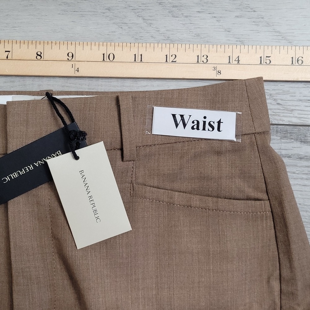 NWT Banana Republic Pants Women 4 Brown SIENA Straight Leg Italian Wool Trousers - Picture 16 of 16